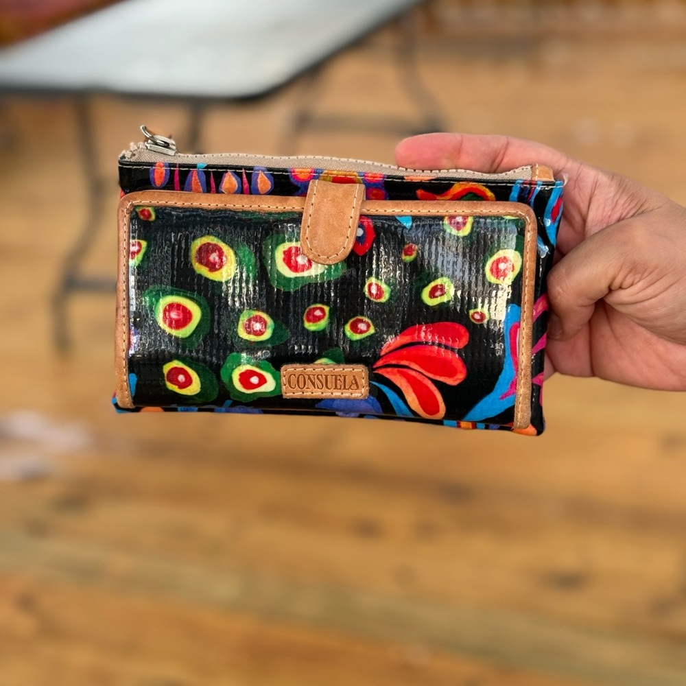 Consuela Black and Multicolor Floral Wallet